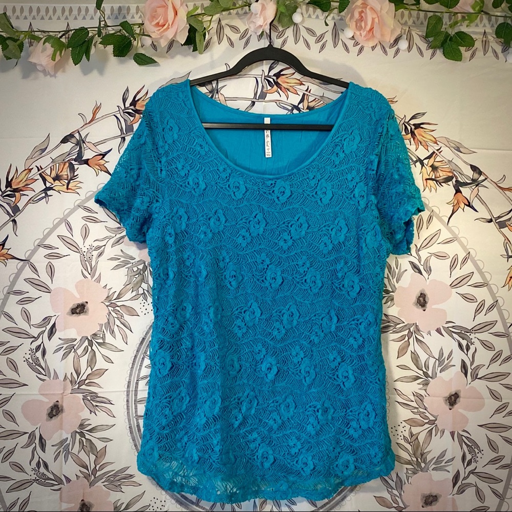 Teal lace top